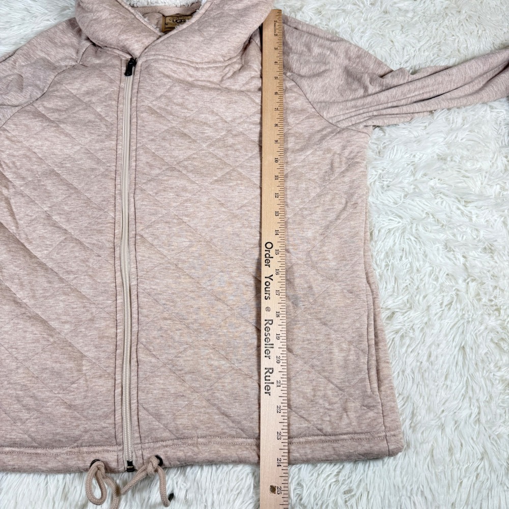 UGG Women's Quilted Asymmetrical Kay Zip Hoodie Jacket Sherpa Tan Size Large - Picture 5 of 12